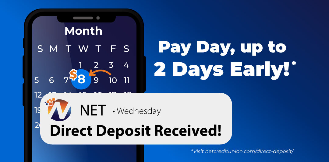 Direct Deposit 2 days early. NET notification of deposit received
